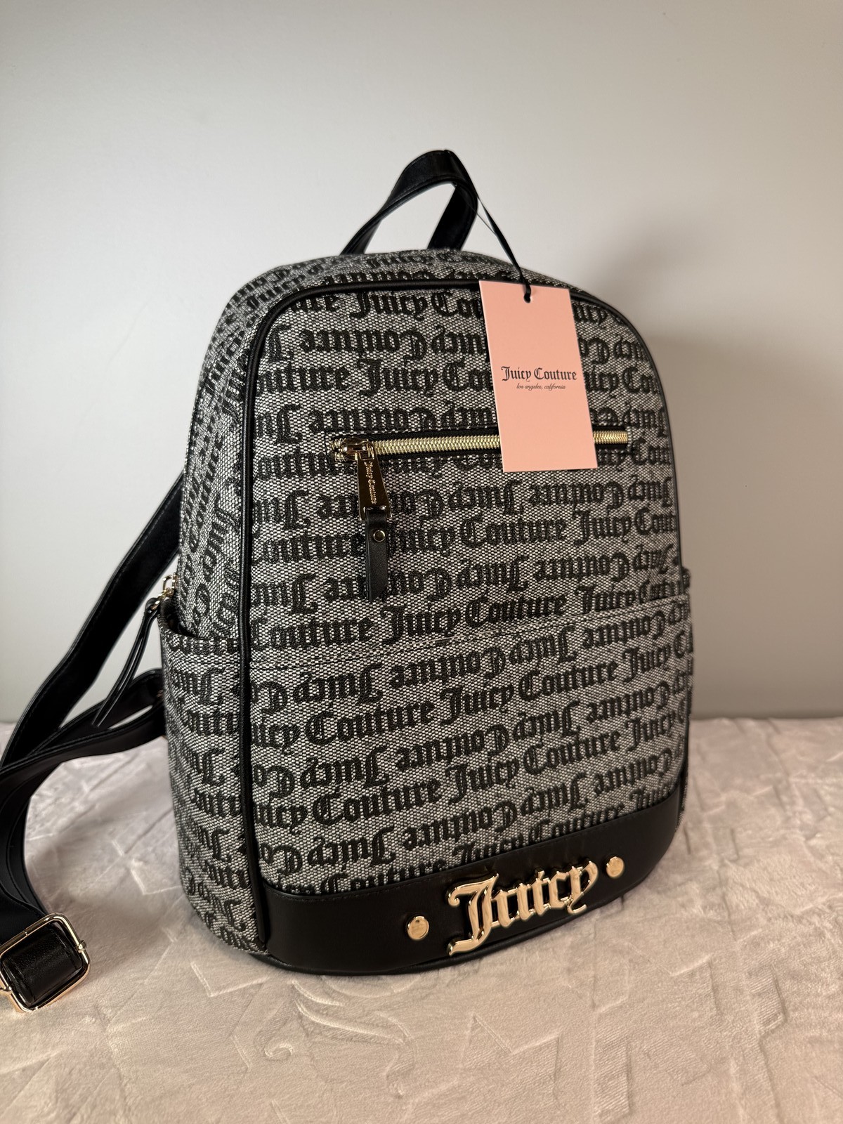 Juicy Couture monogram backpack black grey