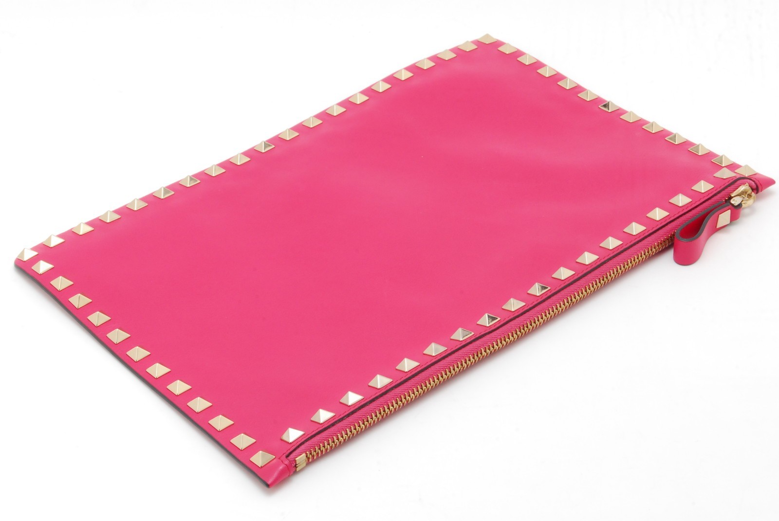 VALENTINO GARAVANI Clutch Bag Rock Stud Leather Purse Pink　*Rank A*