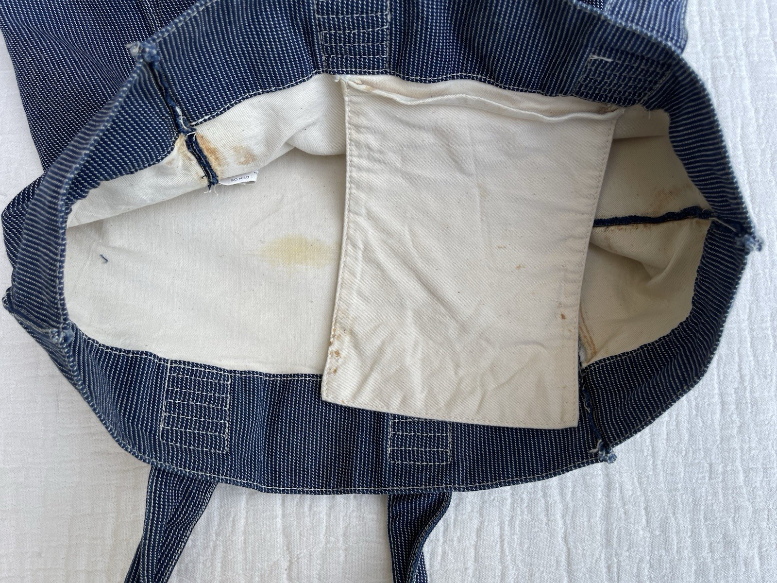 Vintage OshKosh B’gosh Blue Denim Tote Bag Large Cotton Shoulder Shopper USA