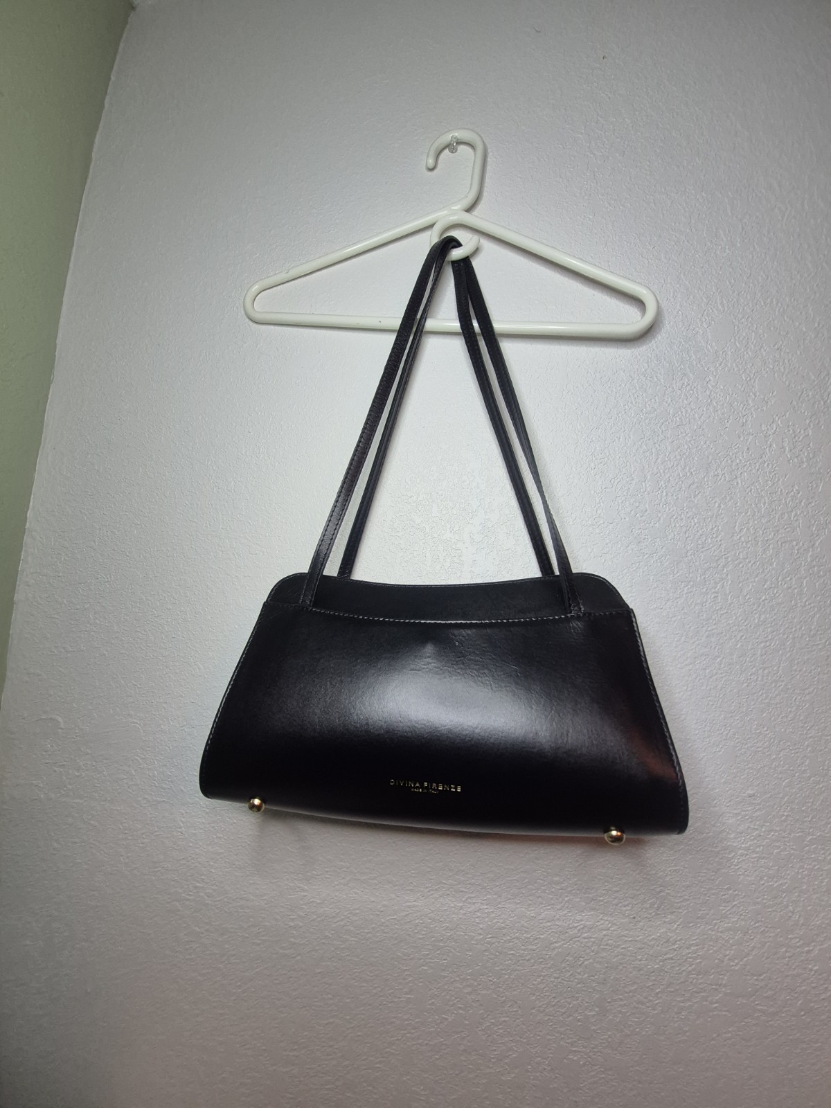 DIVINA FIRENZE TAMARA BLACK GENUINE LEATHER SHOULDER BAG Italy