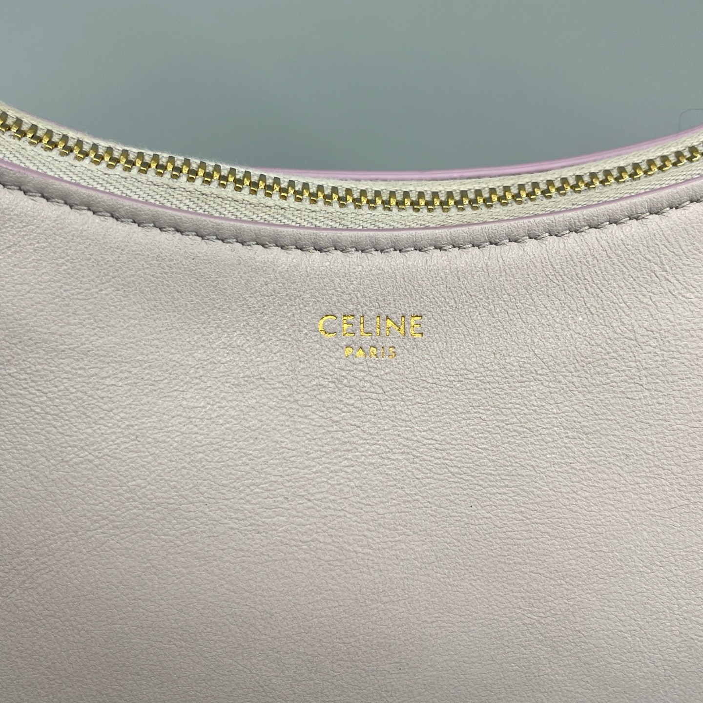 AUTH CELINE Ava Taro Purple Leather Underarm Shoulder Bag Handbag