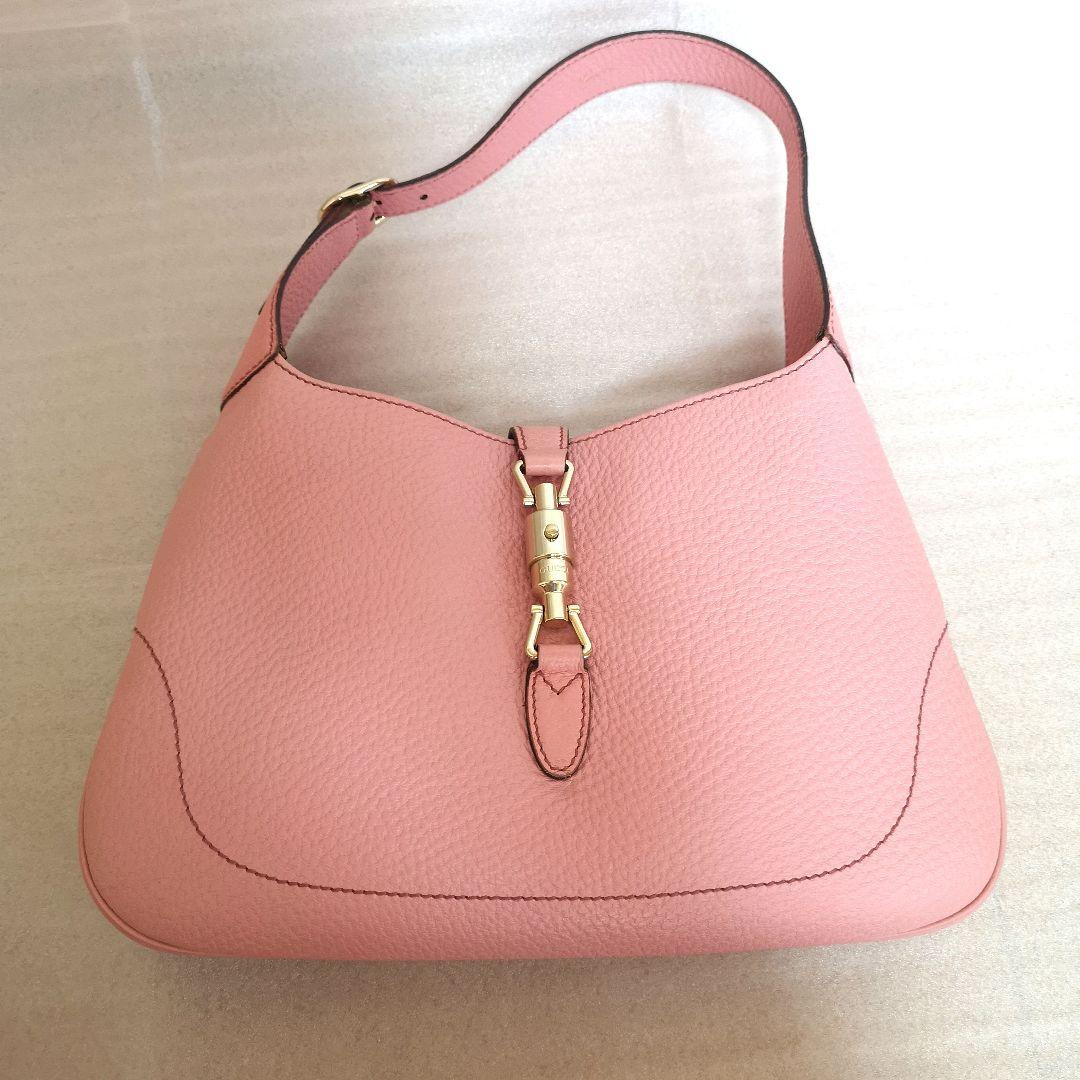 GUCCI New Jackie Pink Leather Hobo Shoulder Bag Gold Hardware 137335 From Japan