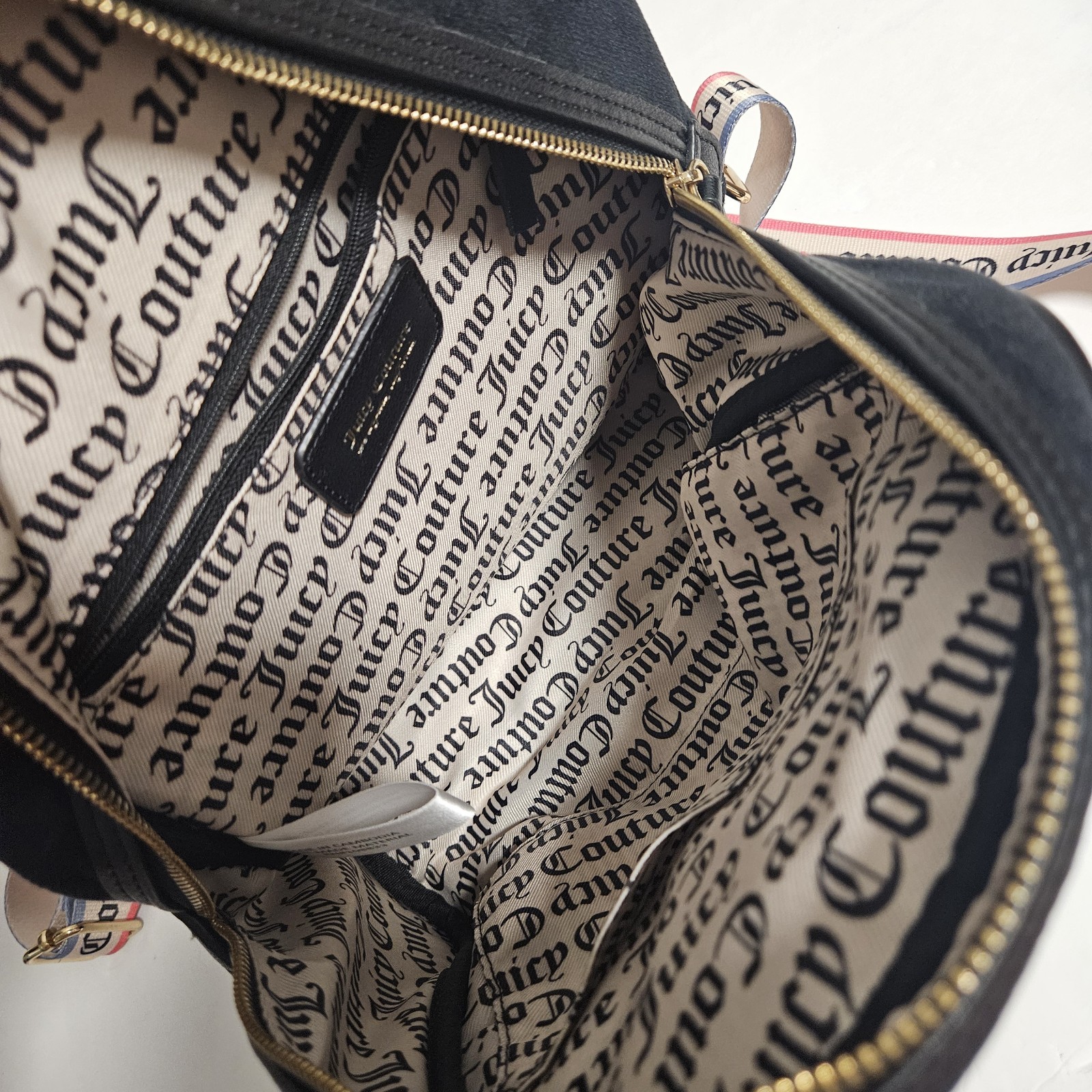 Black Pink Juicy Couture Backpack Purse Bag Velour