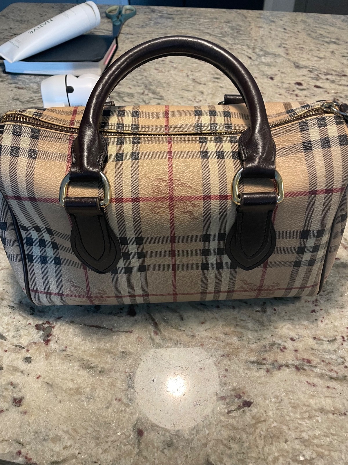 Burberry Nova Check Satchel Handbag Brown /Burberry Nova Check Satchel Handbag