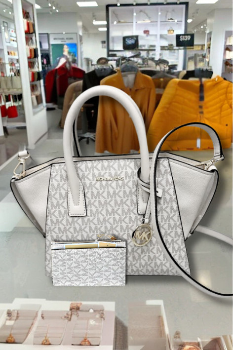 Michael Kors Avril Small Satchel Bag Handbag Purse Shoulder Crossbody + Wallet