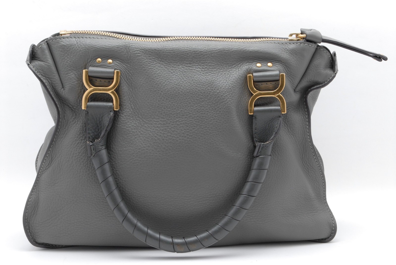 Chloe Marcie Shoulder Hand Bag Leather Gray