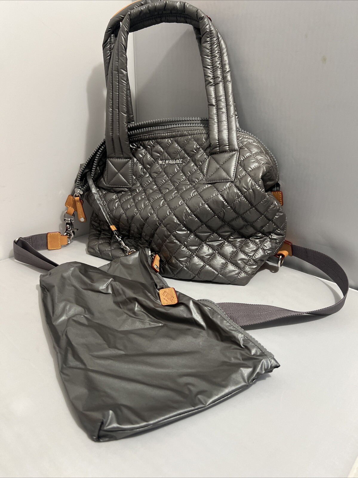 MZ Wallace Quilted Steel/ Gray Bag