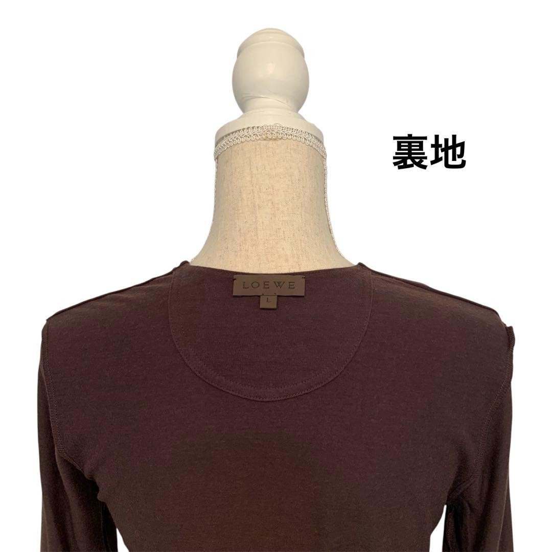 LOEWE V-Neck Long Sleeve T-Shirt L Slim Fit Gray Used