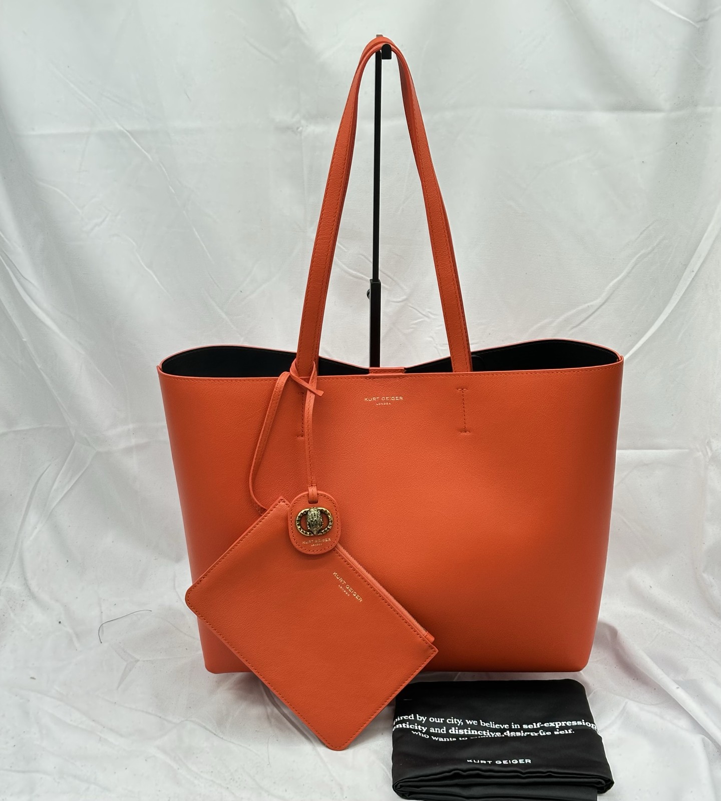 Kurt Geiger Womens Chelsea Shopper Tote Bag Leather Orange