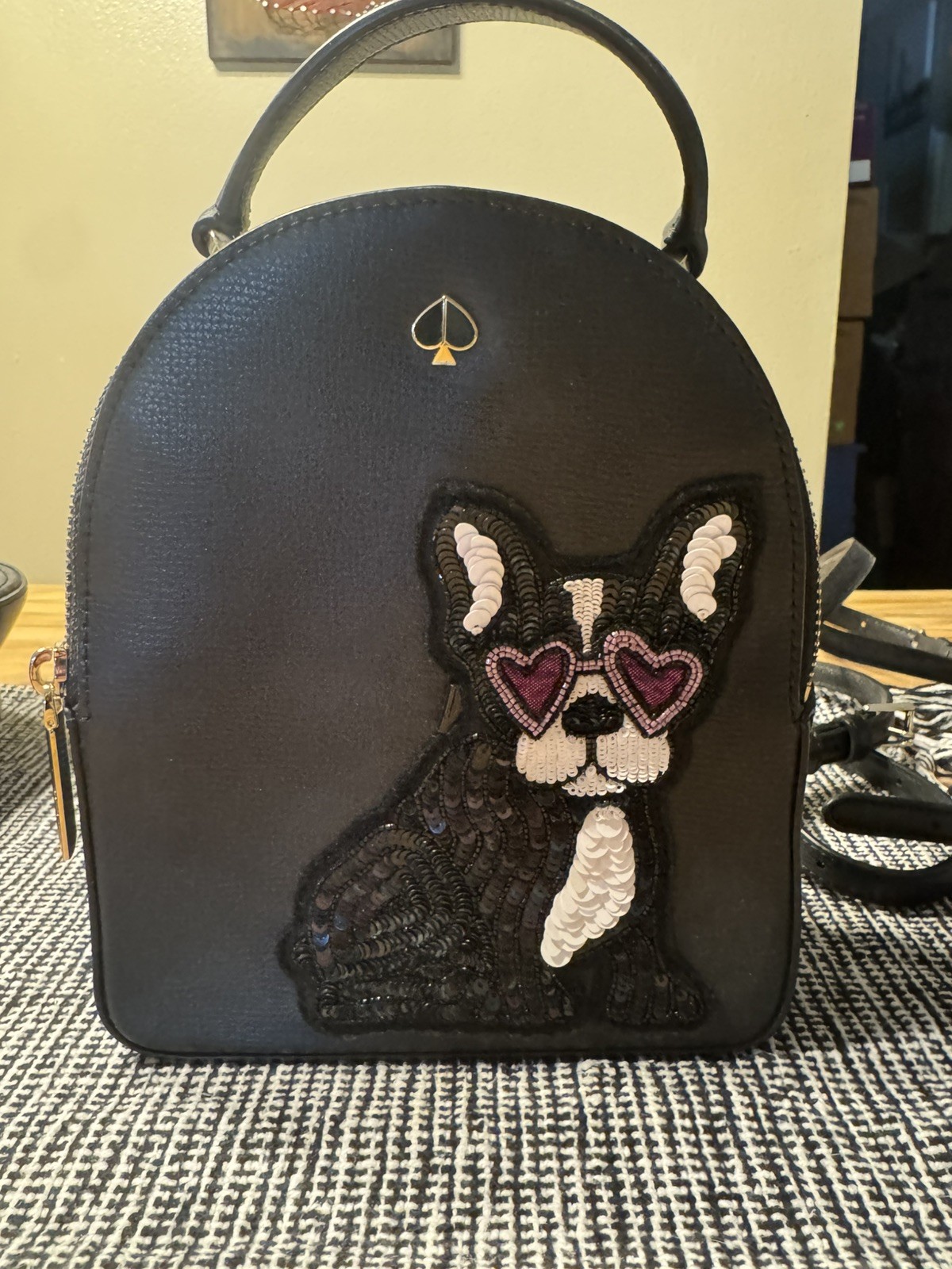 Kate Spade Amelia Francois French Bulldog Convertible Mini Backpack Bag EUC