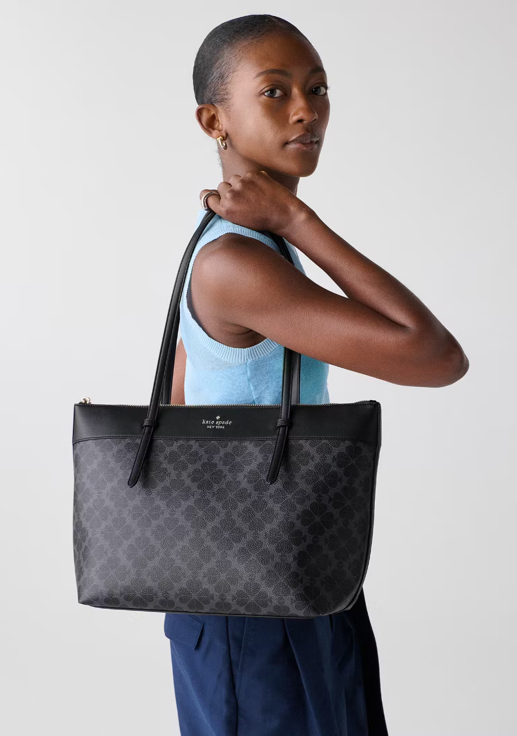 Kate Spade All Day Large Black Tote Spade Flower Bag KO142 Purse NWT $399 Retail