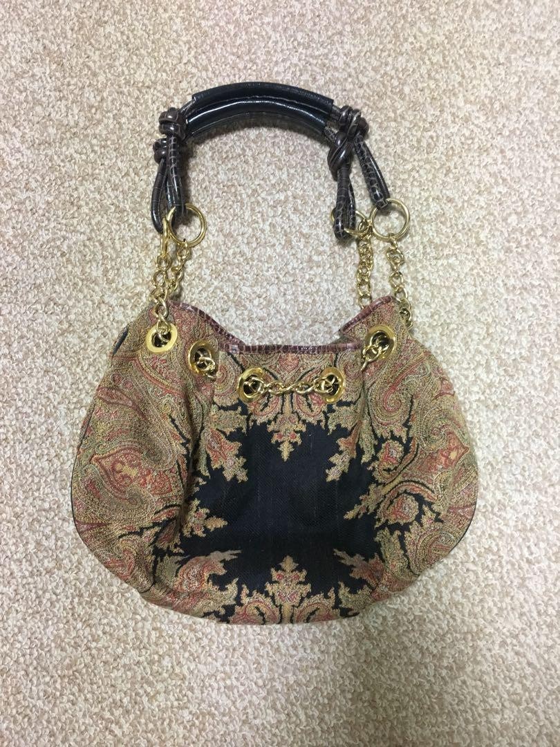 ETRO chain Shoulder Bag Crossbody Magnetic clasp Used Rare From Japan