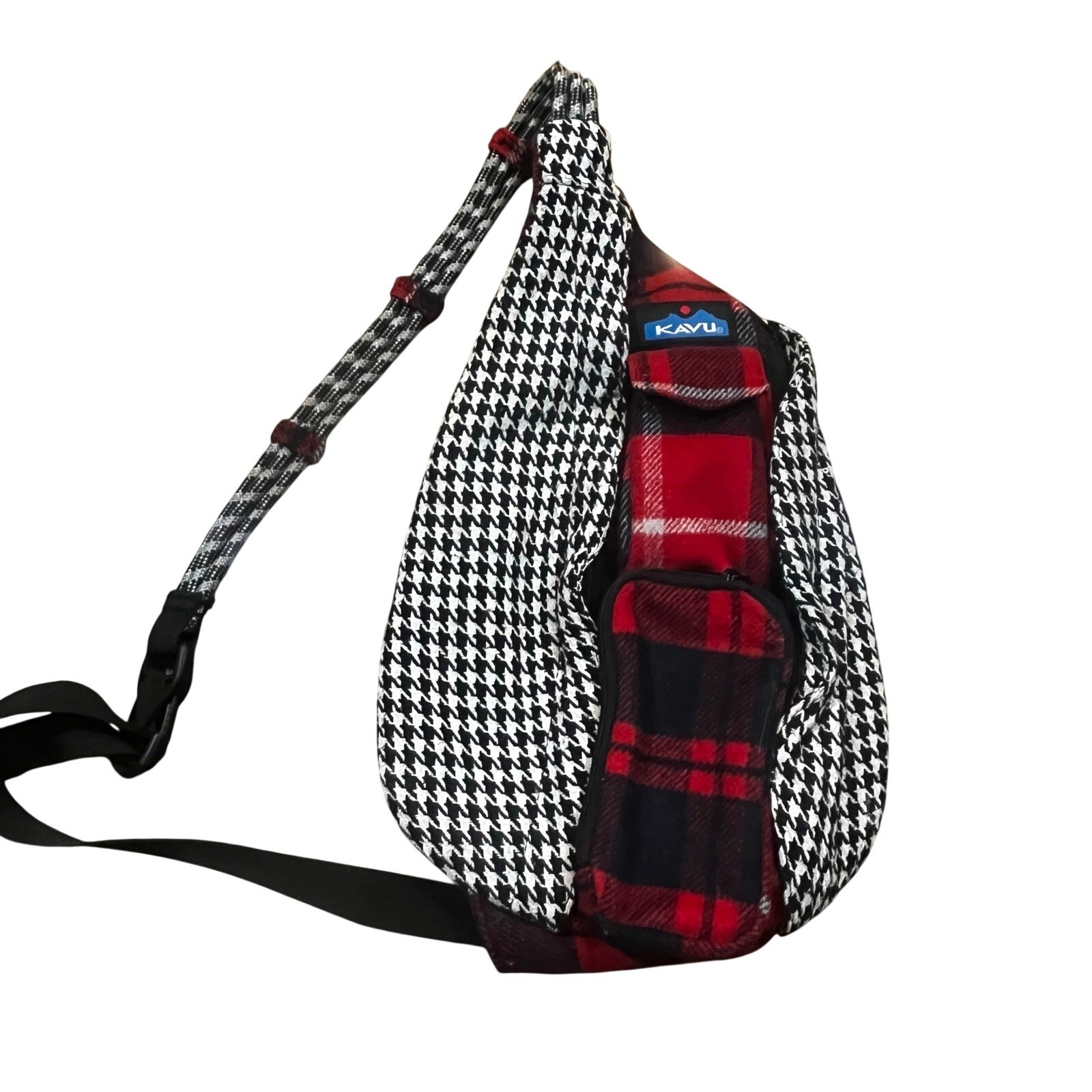 KAVU Rope Bag Sling Bag Red Black Plaid Crossbody Travel Sling-pack