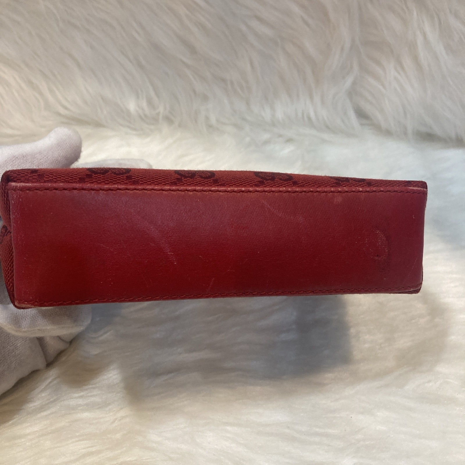 GUCCI Red Canvas Mini Pouch Cosmetic Bag 039.1766.0851 Authentic 17cm Italy