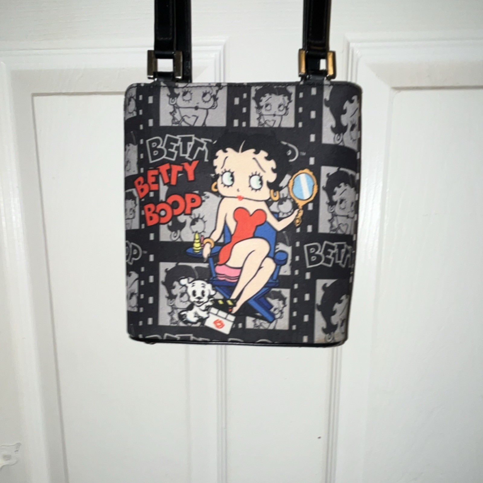 Betty Boop Small Black Graphic Print Bag Zip top Strap & inside Pockets