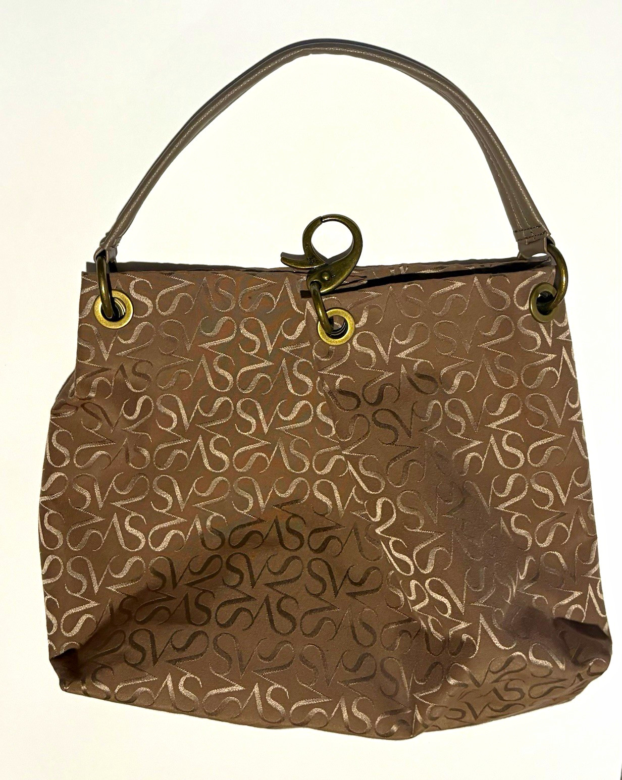Y2K Simply Vera Monogram Large Shoulder Bag Detachable Strap Hook Closure Gold