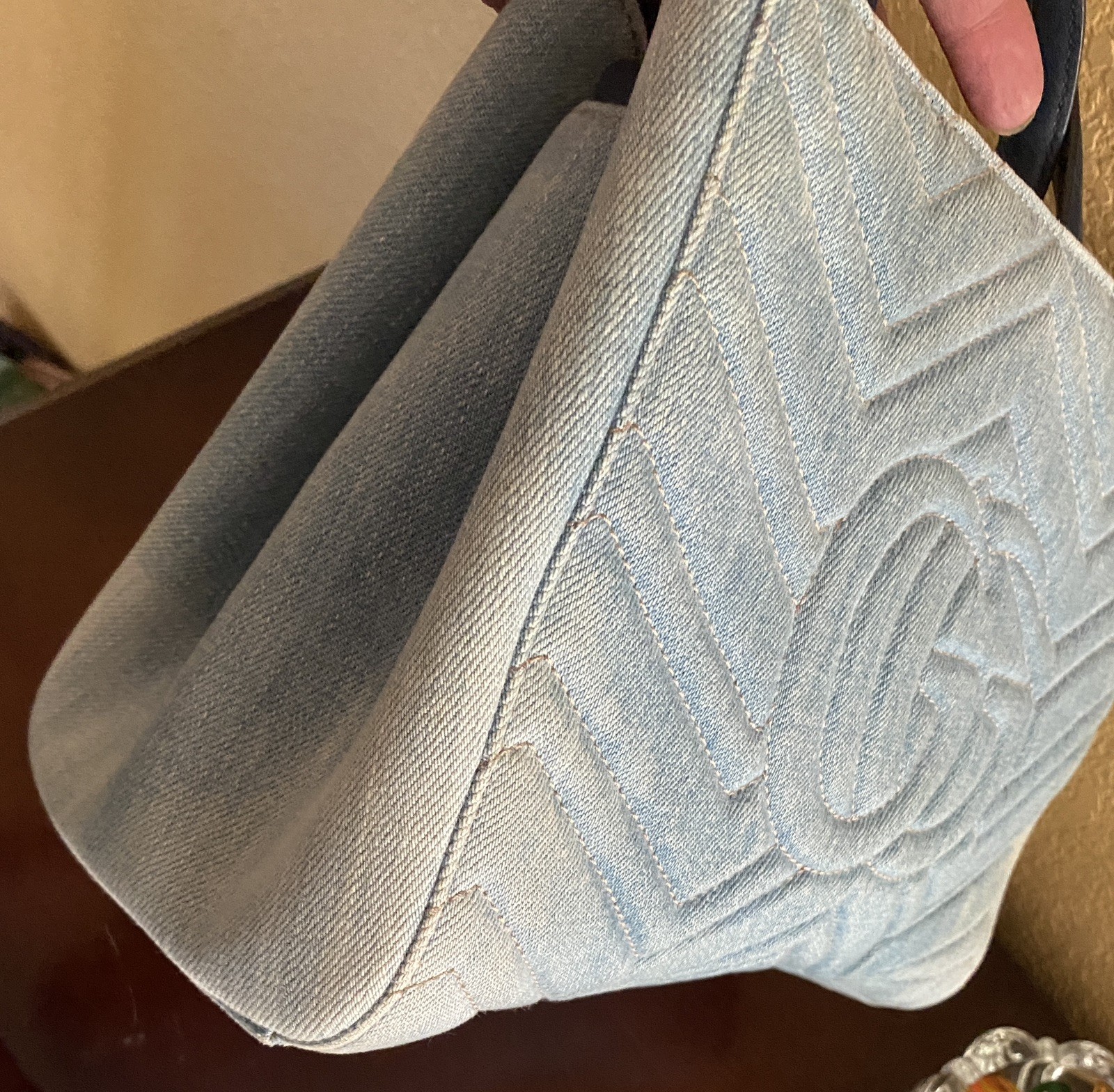 Gucci Marmont Denim Embroidered Flowers Matelasse Hand Shoulder Bag 2 Way $2,500