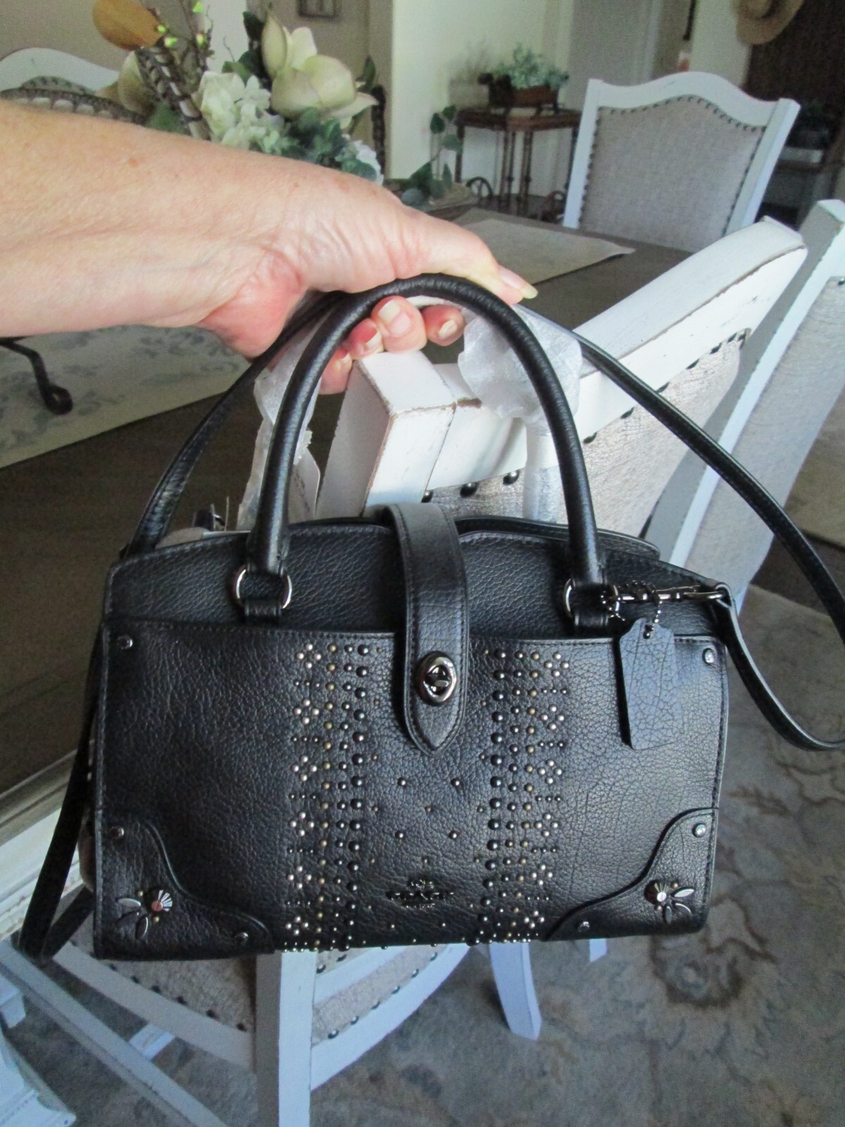 Coach Mercer Satchel 24 in Grain Leather with Bandana Rivets 55634/NWT/395.