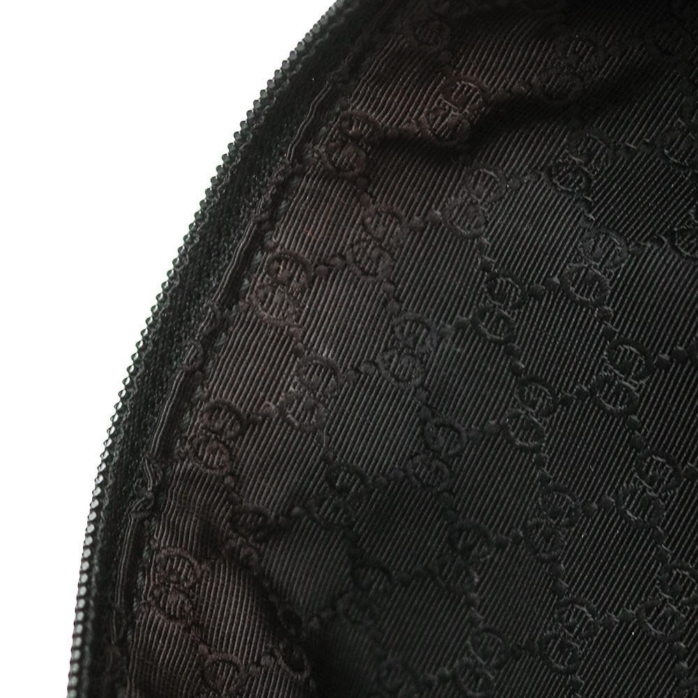 GUCCI Black Sherry Line Leather Canvas Shoulder Bag Accessory Pouch 92820