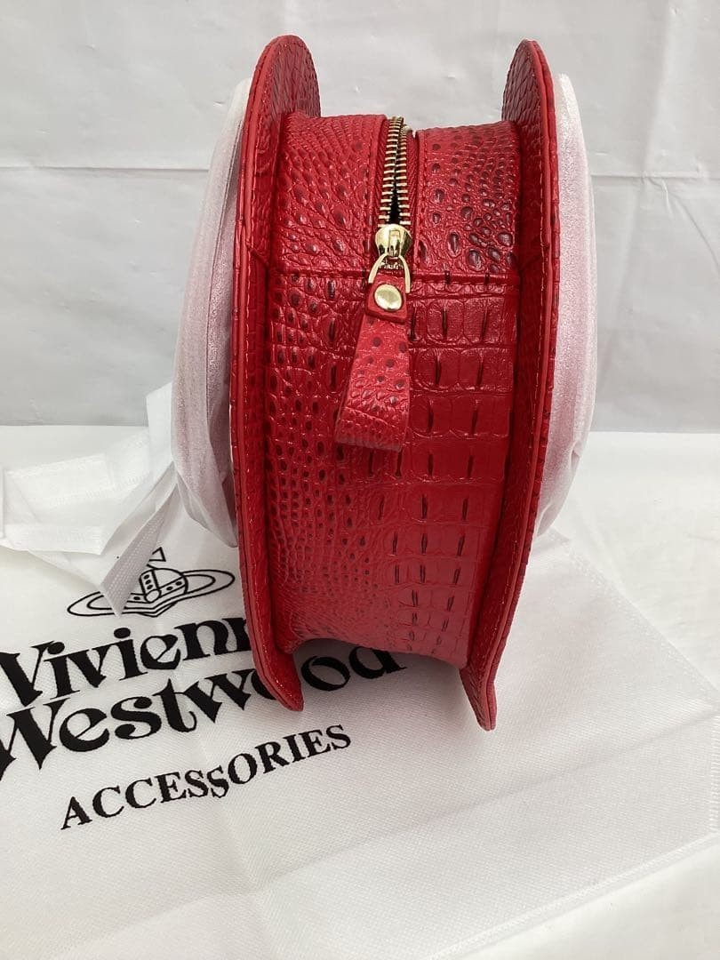 Vivienne Westwood Heart Crossbody Bag Red Croc Embossed Leather 2Way New Japan