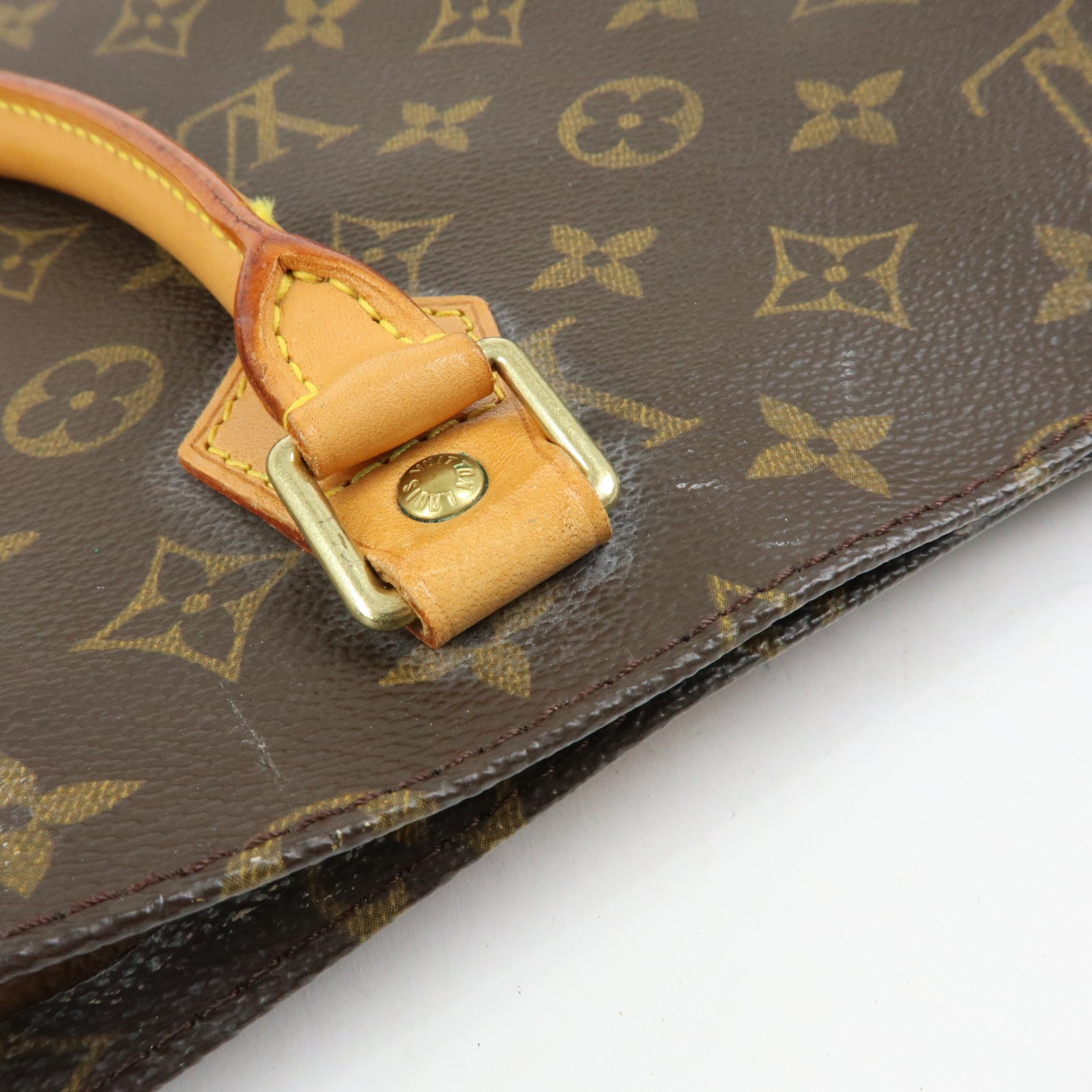 Louis Vuitton Monogram Sac Plat Tote Bag Hand Bag Brown M51140 Auth Used F/S