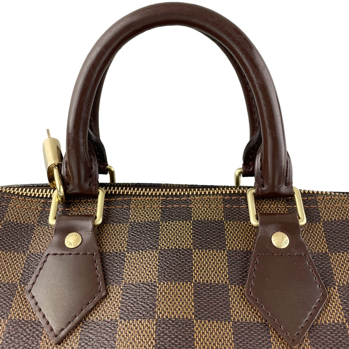 Louis Vuitton Damier Speedy 25 Leather Fabric Brown Handbag 4523