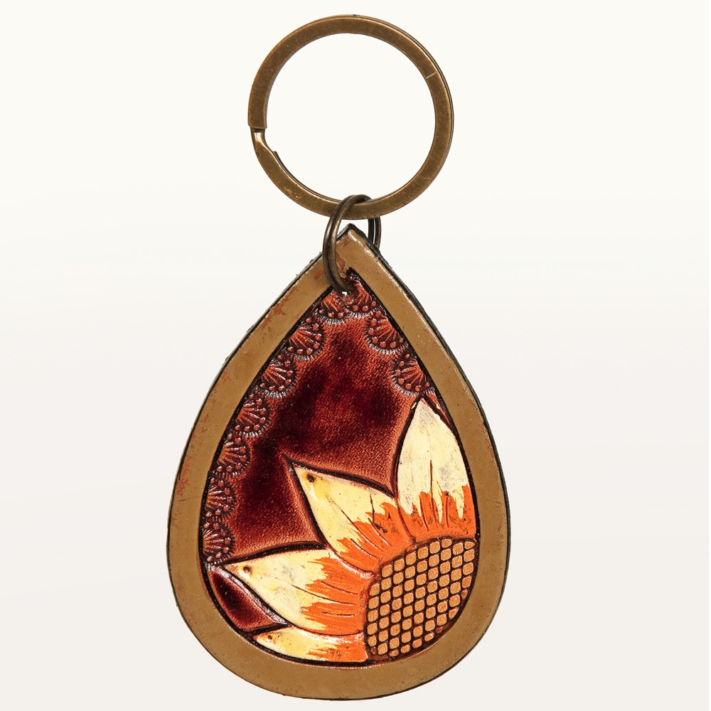 AD American Darling ADKR180 Hand Tooled Carved Genuine Leather Keyring