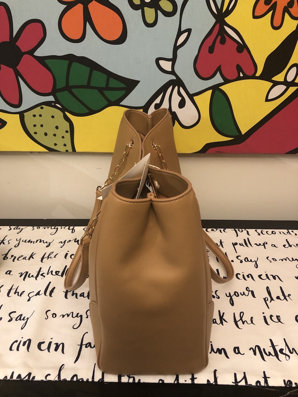 NWT Tory Burch Carter Smooth Leather Tote in Aged Vachetta