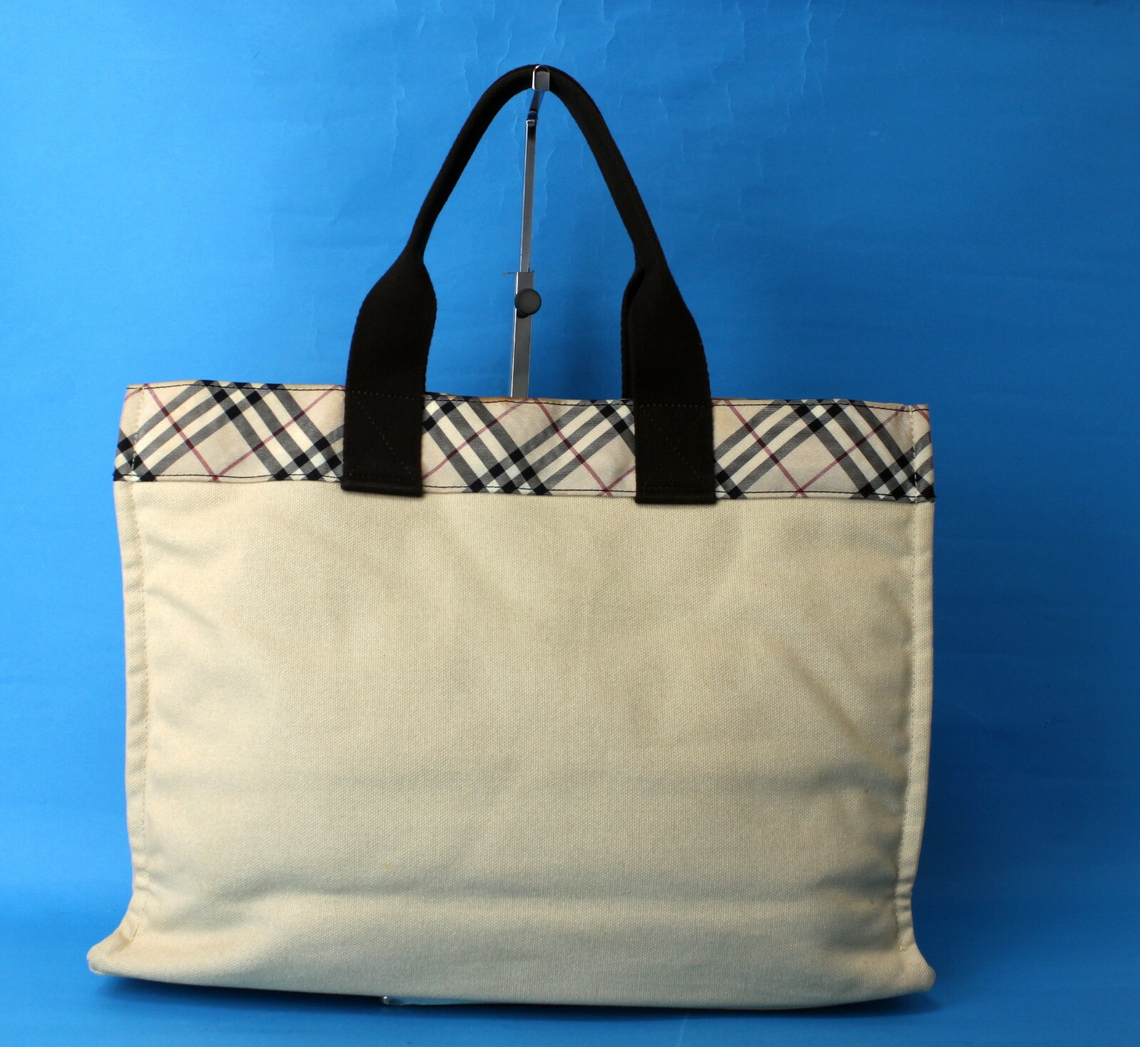 Burberry London Blue Label Beige Canvas Tote Hand Bag Shoulder Bag Purse Japan