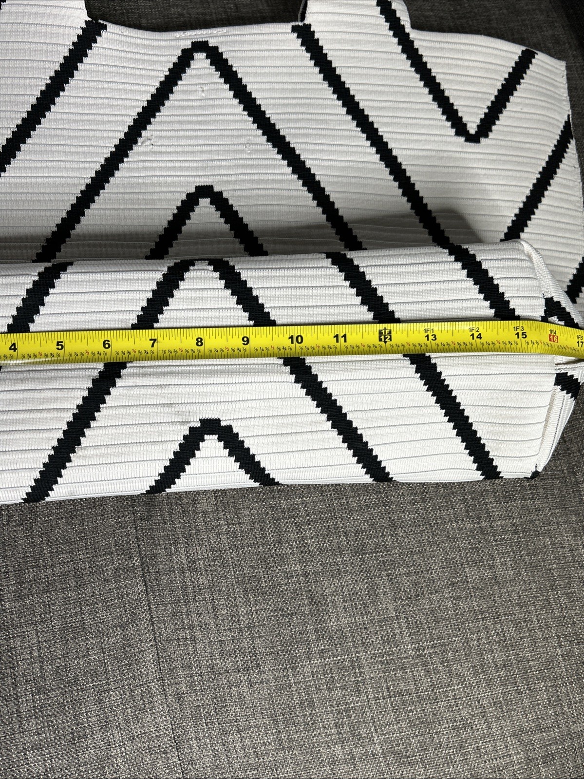 BCBG Maxazria Chevron Stripe Woven Tote White Black