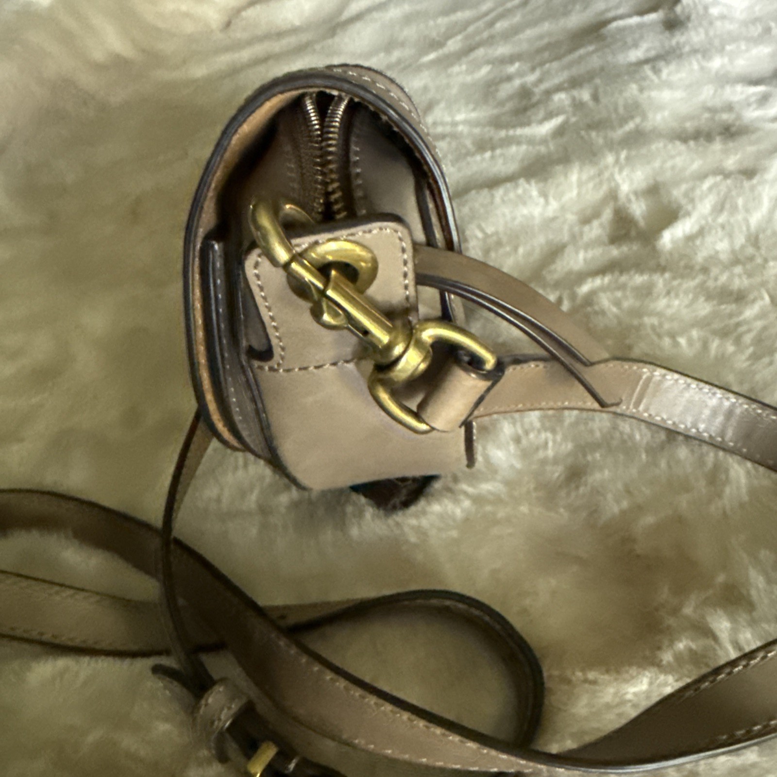 FRYE iLANA Khaki Tan Leather Suede Harness Crossbody Saddle Bag