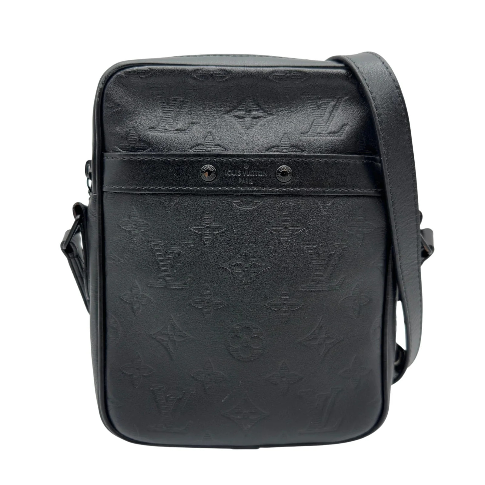 LOUIS VUITTON Danube PM M43681 Black Monogram Shadow Leather #1980