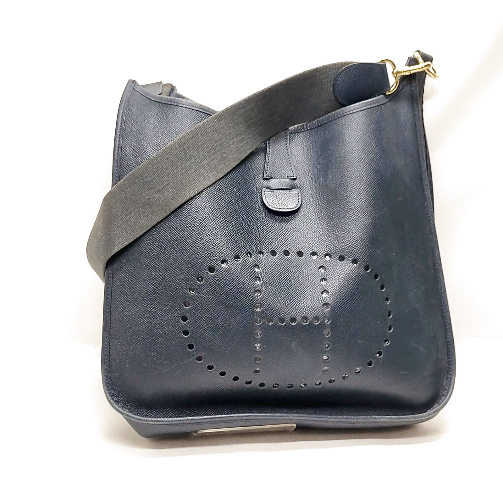 Shoulder Bag Hermes Evelyn 1GH Navy Blue Leather 4476739