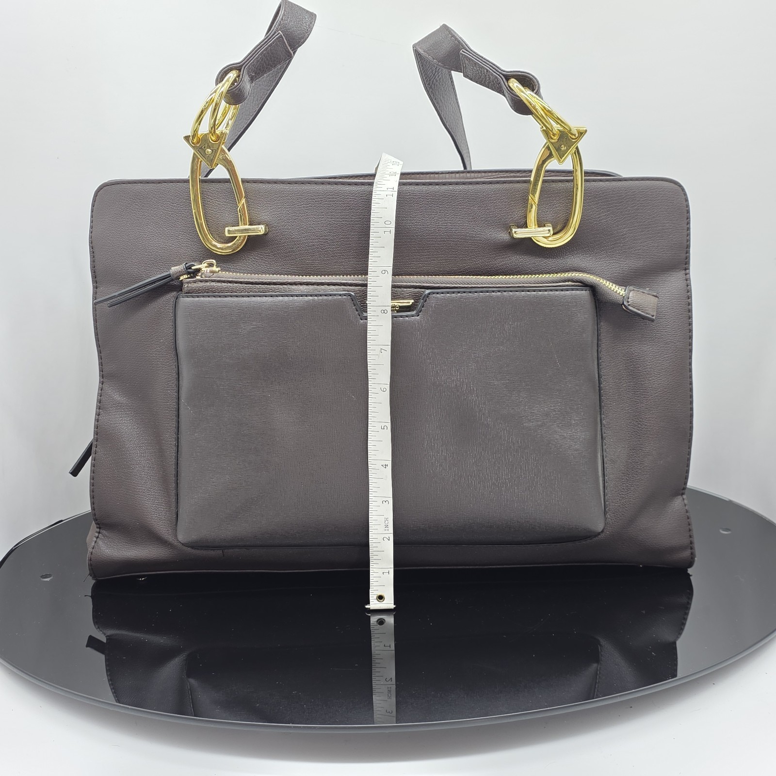 Workwear Tutilo New York Tote Bag Women Brown 17×11.5×5.5in Gold Hardware Office