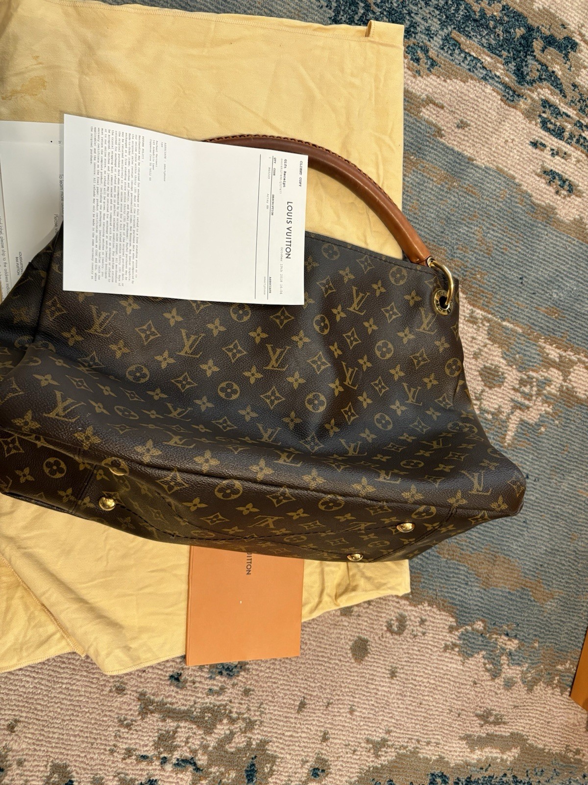 Louis Vuitton Artsy mm Monogram Canvas Shoulder Hobo Handbag with Receipt