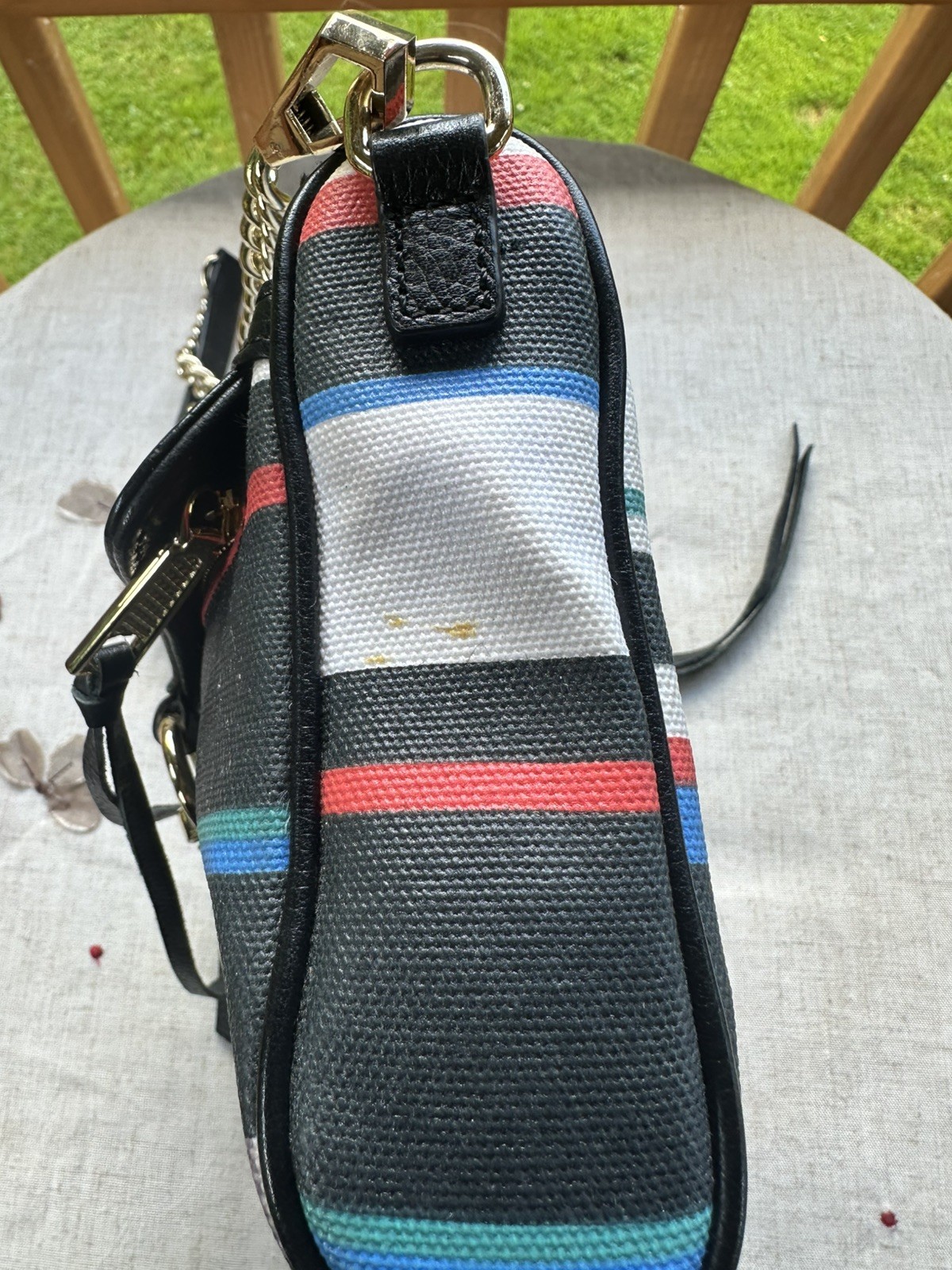 Minkoff Mini MAC Black Blu White Rainbow Leather Crossbody Bag studded Purse