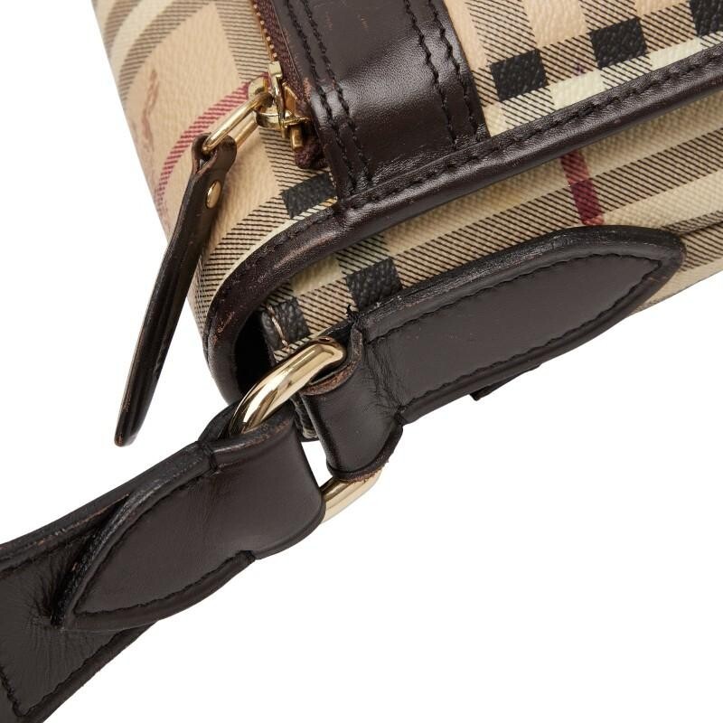 BURBERRY Nova Check Shadow Horse Shoulder Bag PVC Leather Beige Brown Womens
