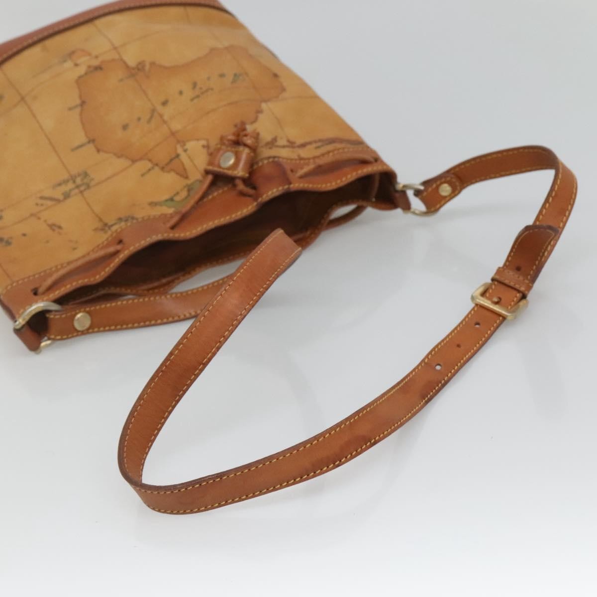 PRIMA CLASSE Shoulder Bag Leather PVC Beige Gold Auth am8596