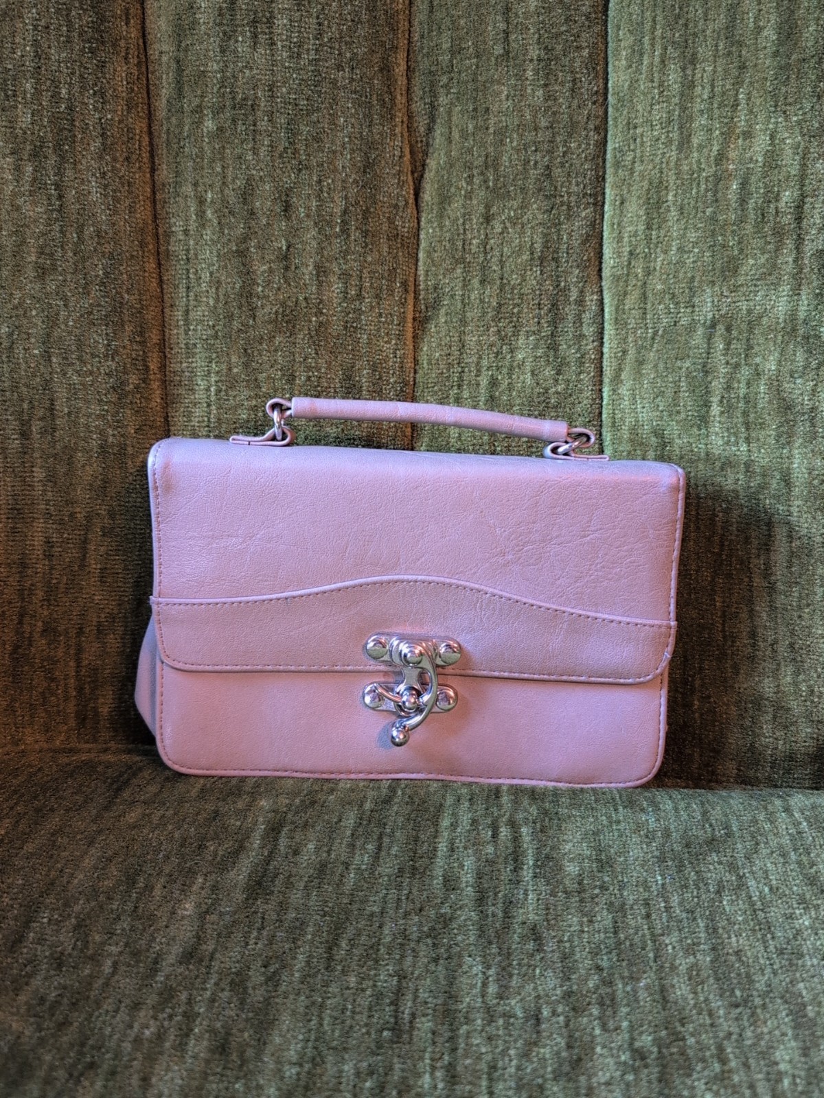 Beige Hook Claps Clutch Wallet With Mirror Cosmetic Storage