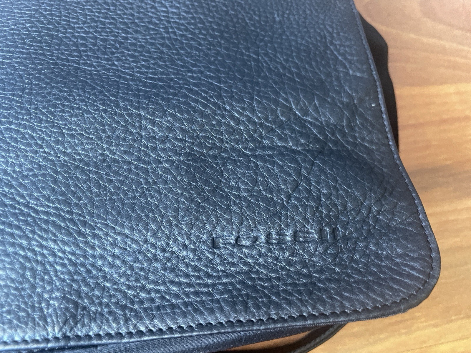 VTG Fossil 1954 Black Pebbled Leather Messenger Bag Crossbody Purse 75082