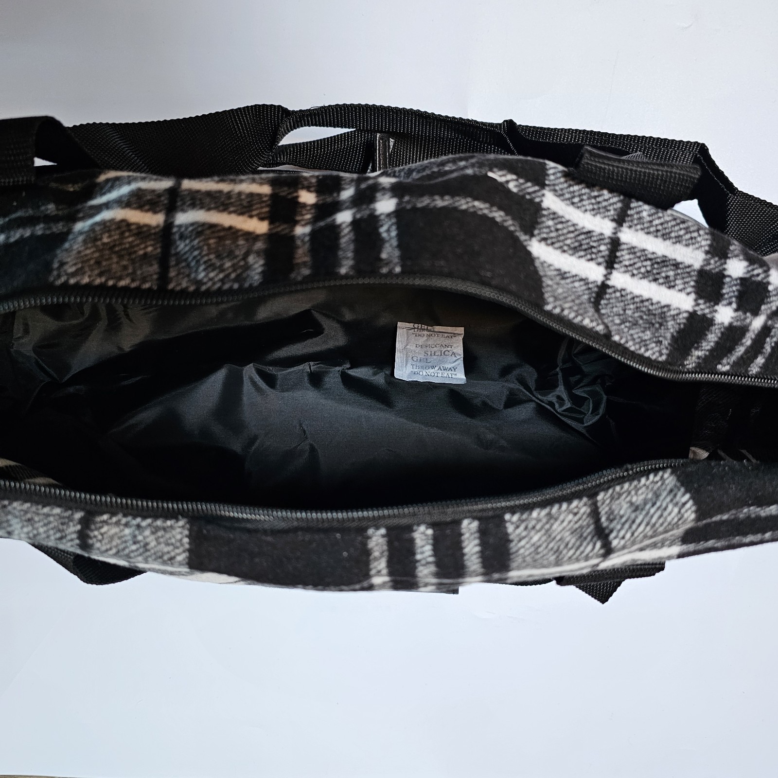 DSW Exclusive Black & White Plaid Weekender Bag Travel Carry On Bag