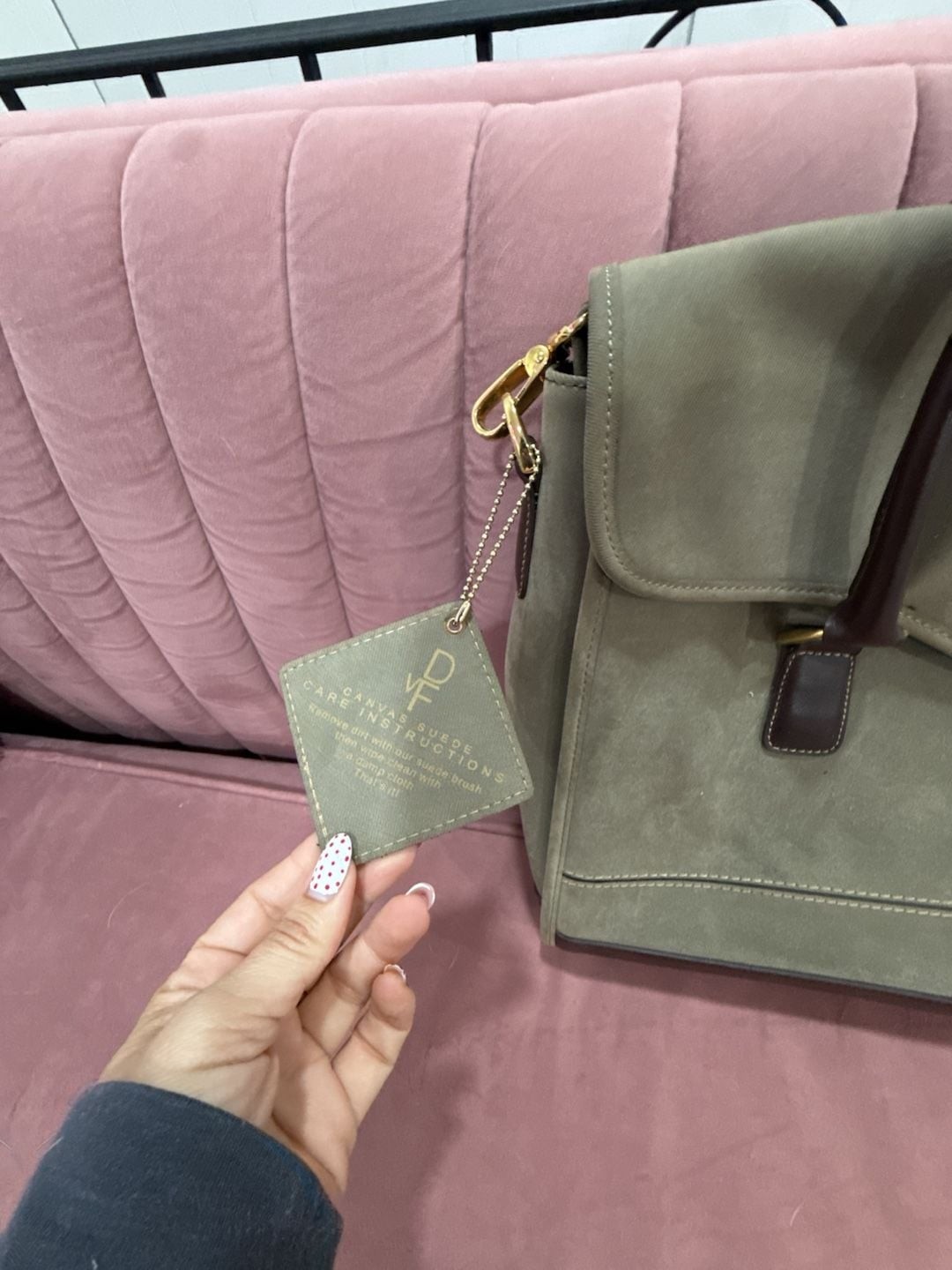 Diane von Furstenberg Olive Suede and Brown Leather Briefcase Messenger Bag