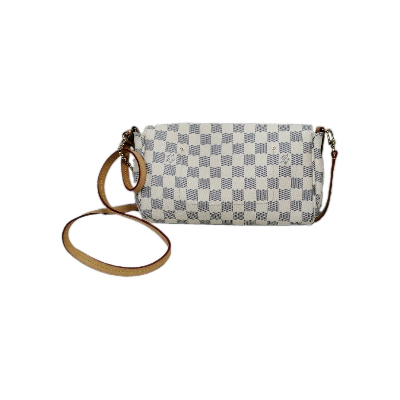Louis Vuitton Favorite Shoulder Bag PM Blue Canvas Damier Azur Leather Strap