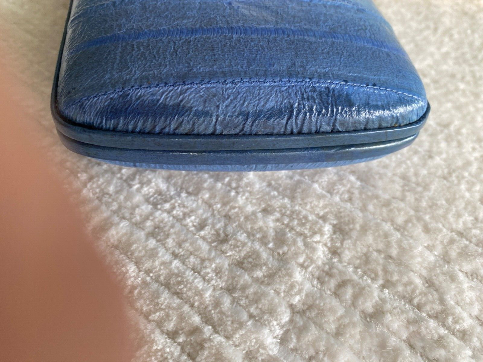SERGIO ROSSI Blue Ell Leather Clutch Bag/ Wallet
