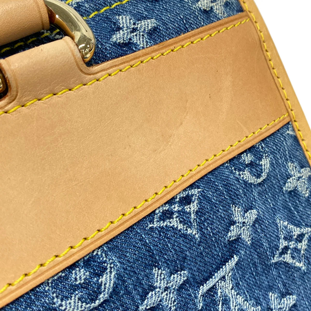 LOUIS VUITTON Flat Shopper M95018 Blue Monogram Denim Unclear Handbag