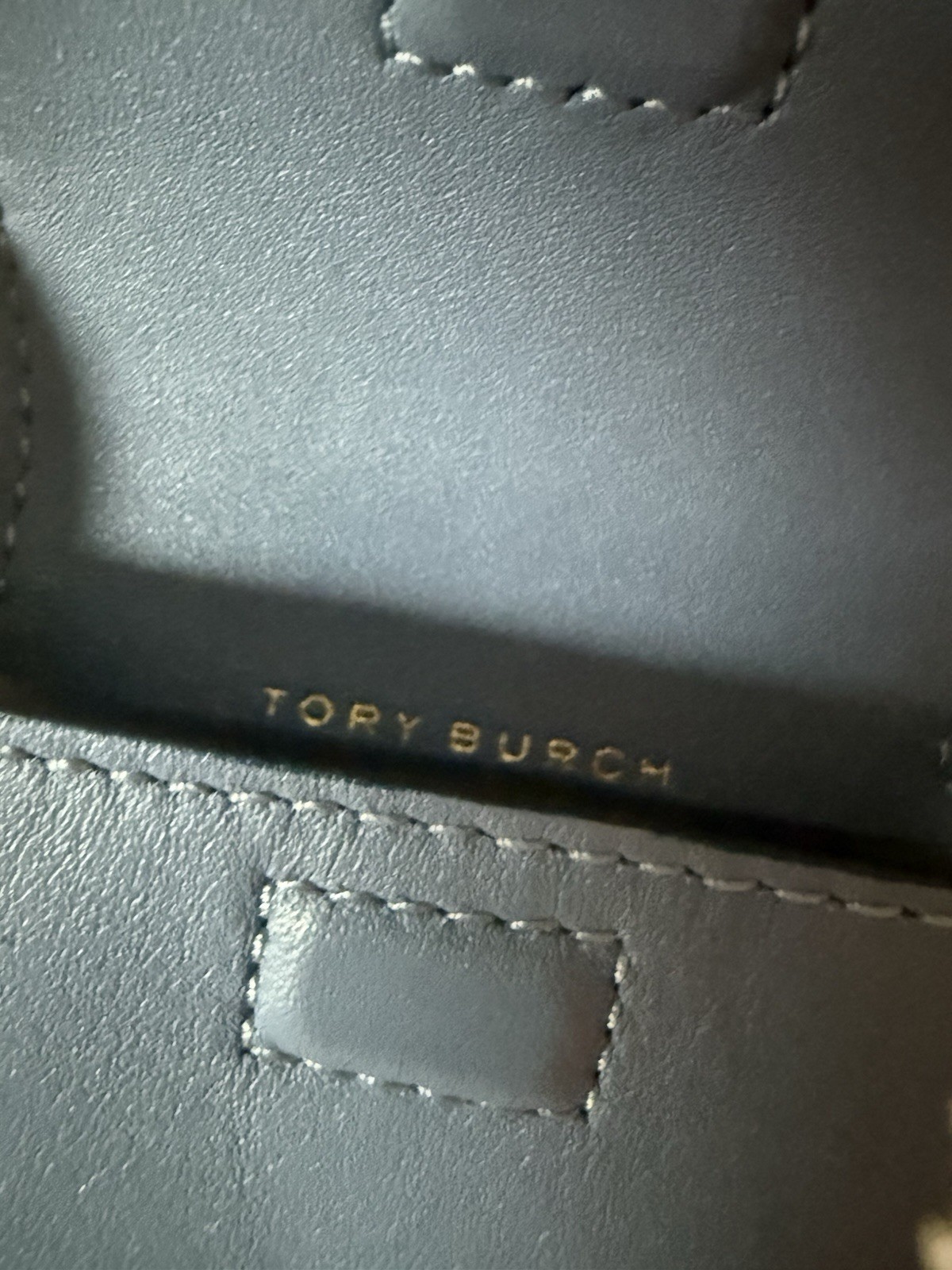 TORY BURCH Pochette Mini Blue 2.5×4.3×0.7 inch Used