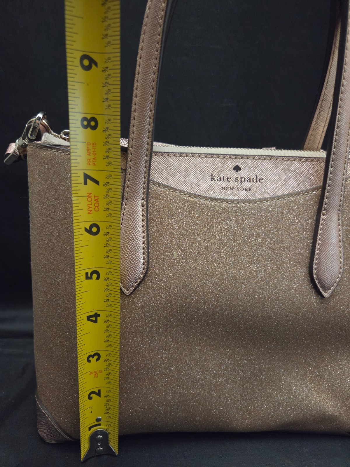 Kate Spade Handbag Rose Gold Glitter Tinsel Satchel Crossbody Designer Purse Y2K