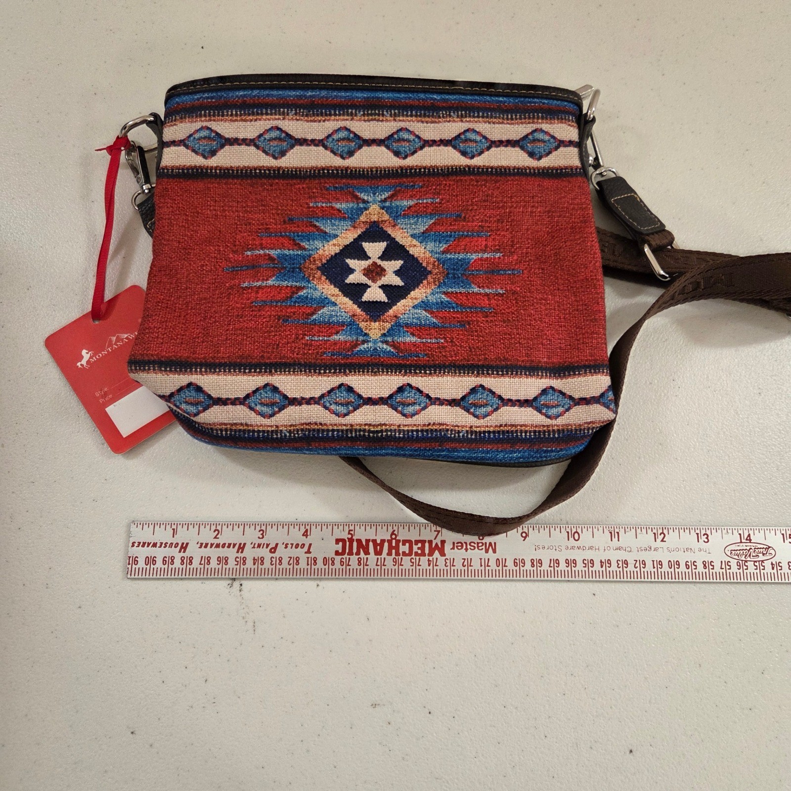 Montana West Southwestern Aztec Canvas Crossbody Bag Red Blue Brown NEW