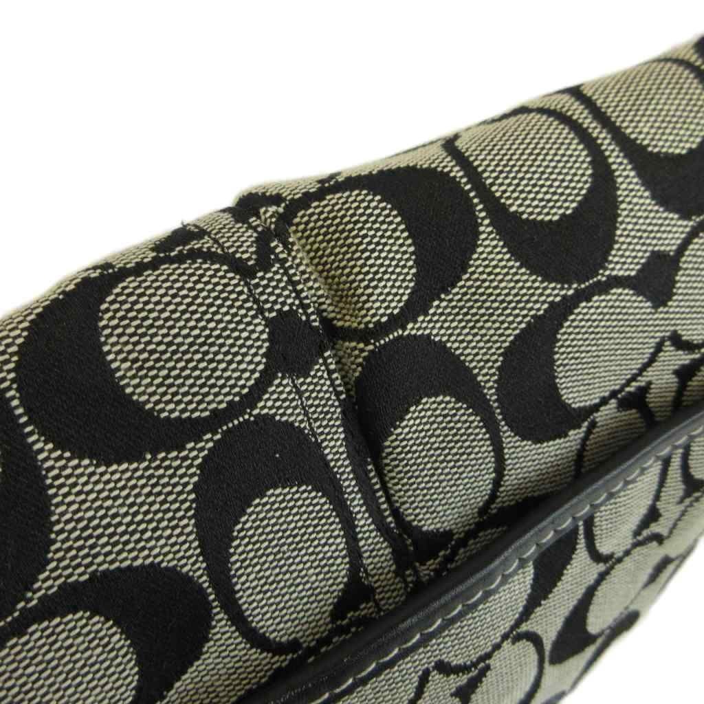 Authentic Coach Signature Black Canvas Leather Shoulder Bag 20cm x 27.5cm Damage