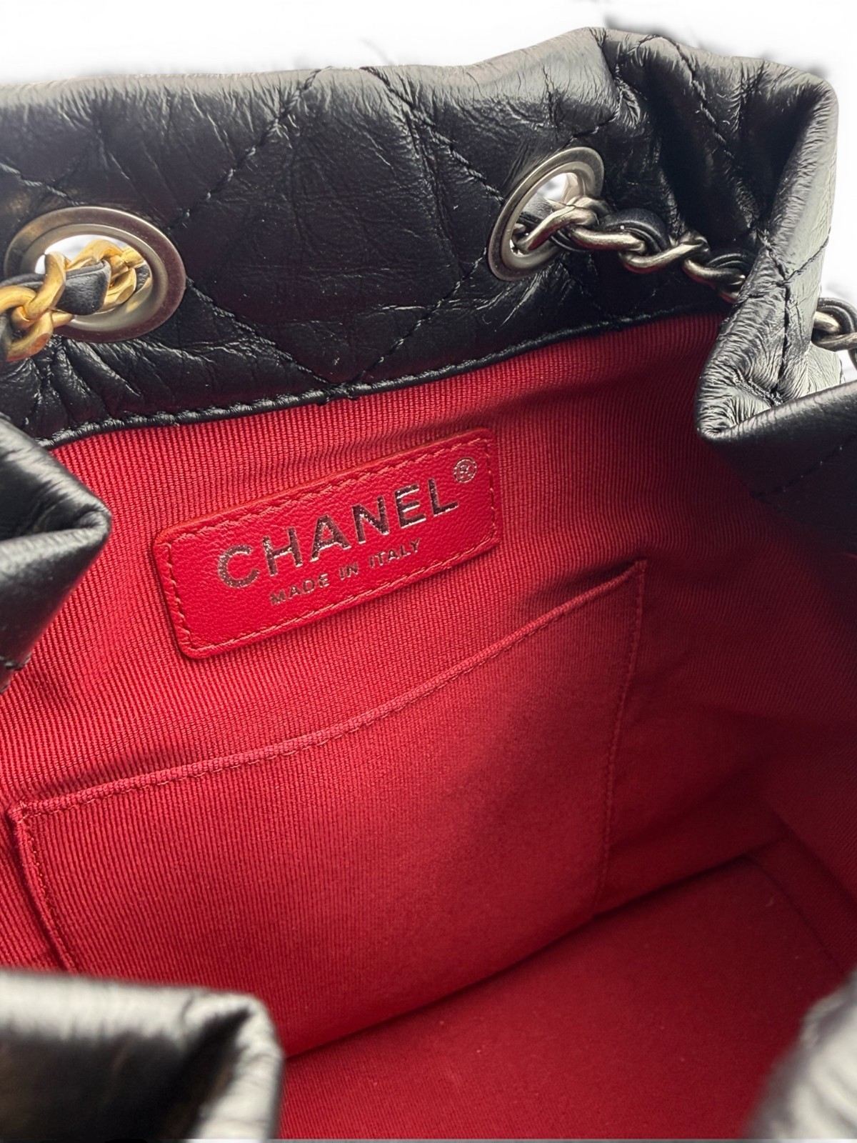 CHANEL Aged Calfskin Quilted Small Gabrielle Backpack Black Two-Tone Box